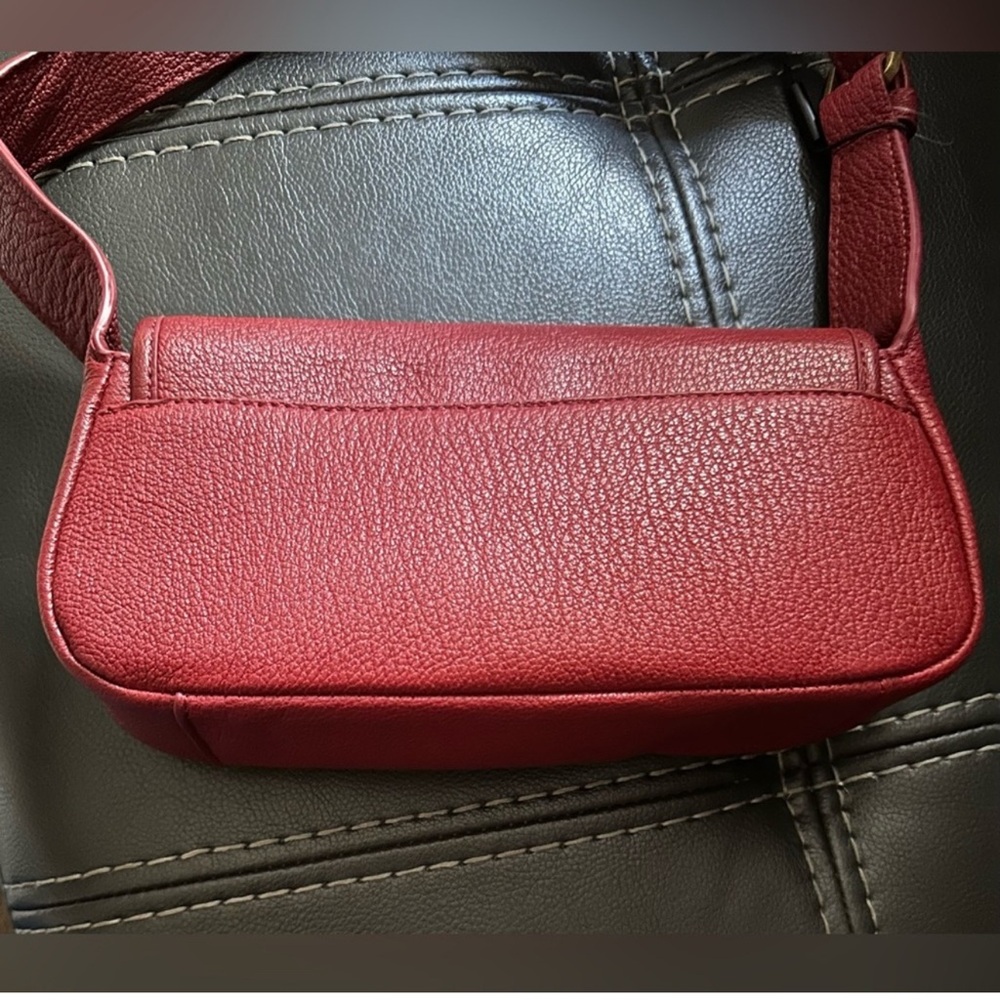 Karl Lagerfeld Red Leather Shoulder Baguette with Gold Hardware - Picture 5 of 9